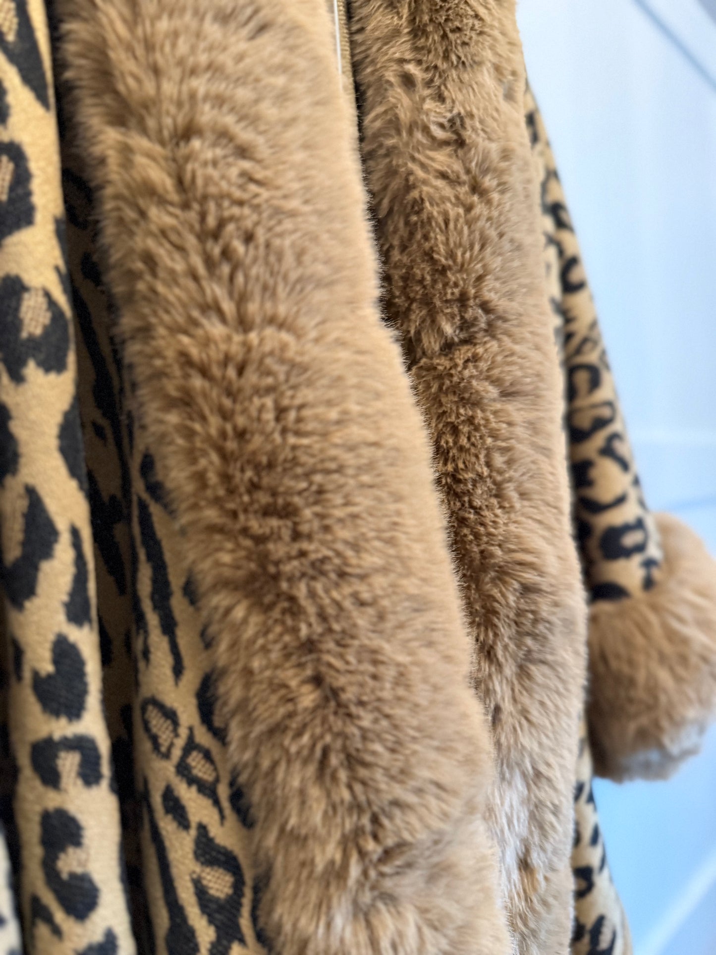 Lucy leopard fringe fur cape