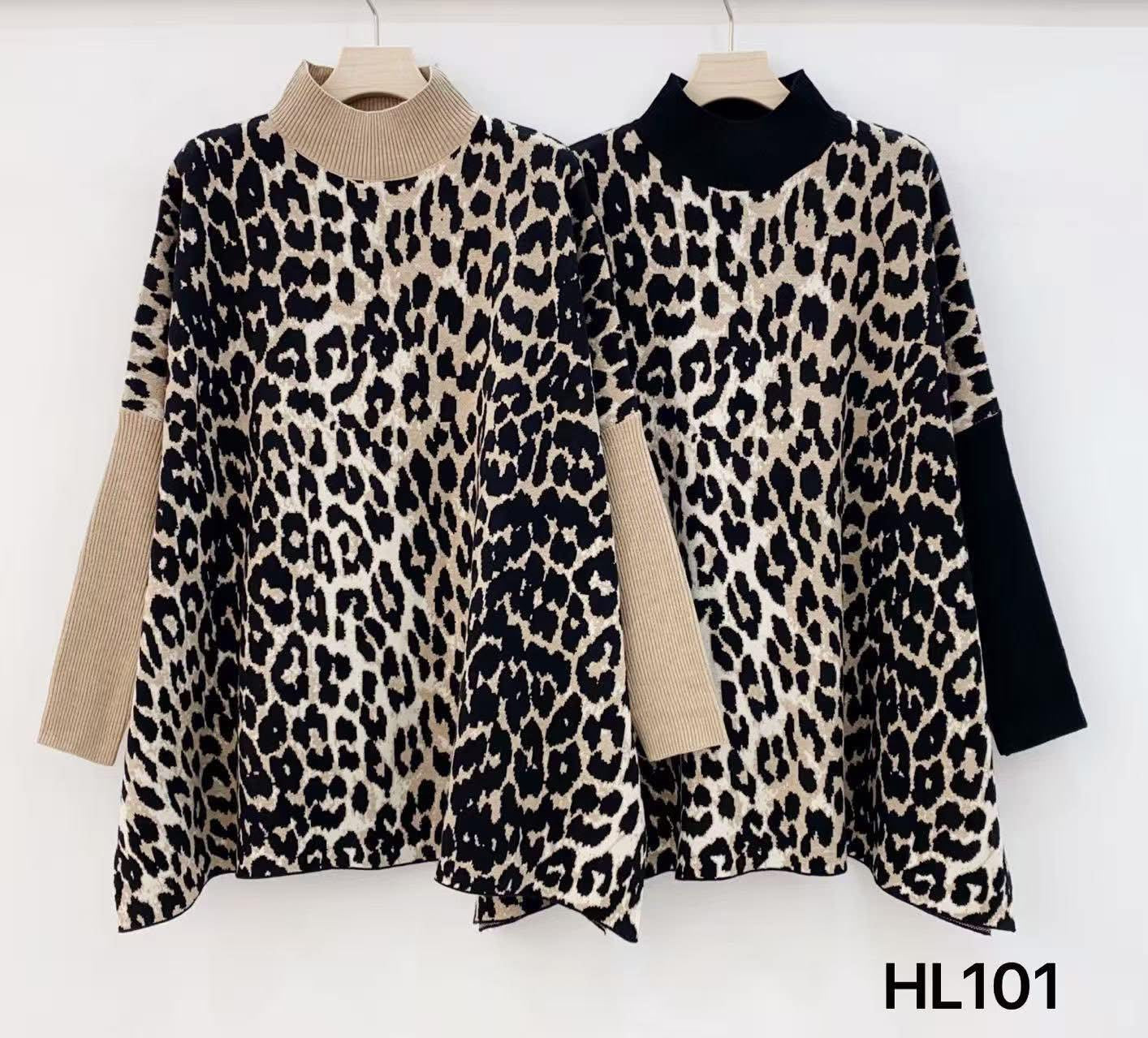 Leopard print soft touch jumper