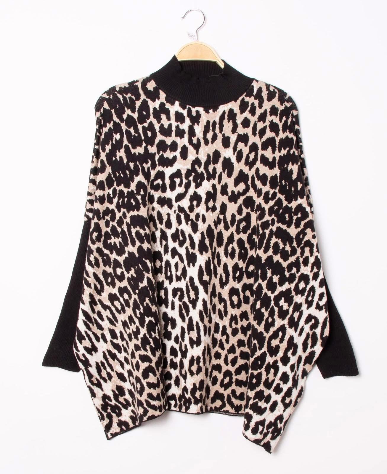 Leopard print soft touch jumper