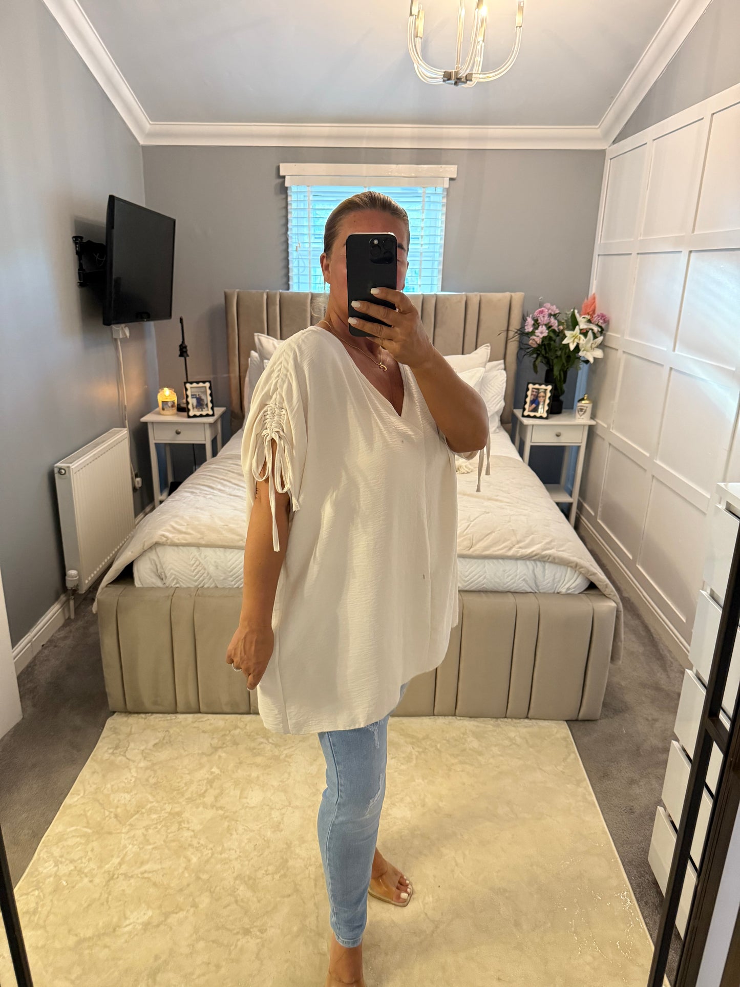 Sarah ruched shoulder top 2 colours