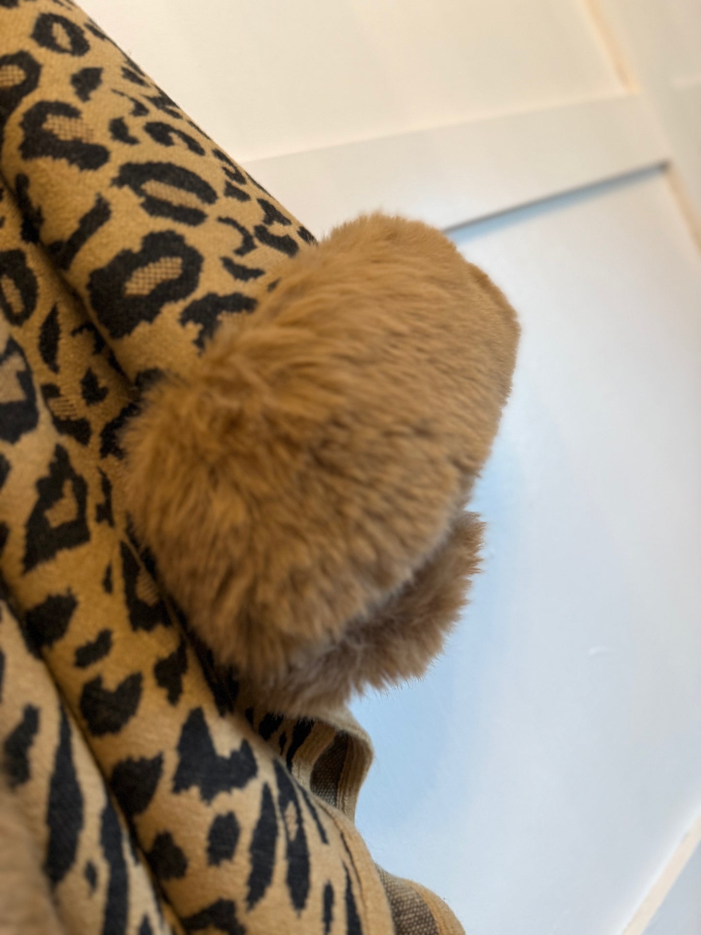 Lucy leopard fringe fur cape