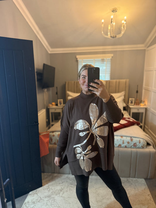 Flower ribbon, soft  knit jumper