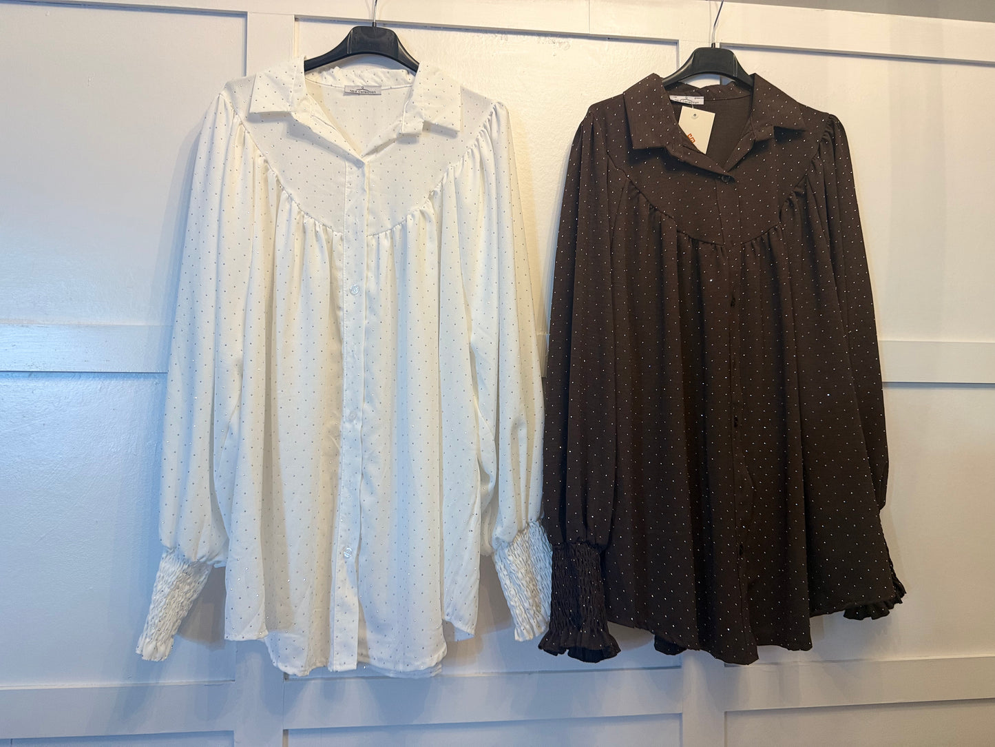 Diamante chiffon shirt five colours