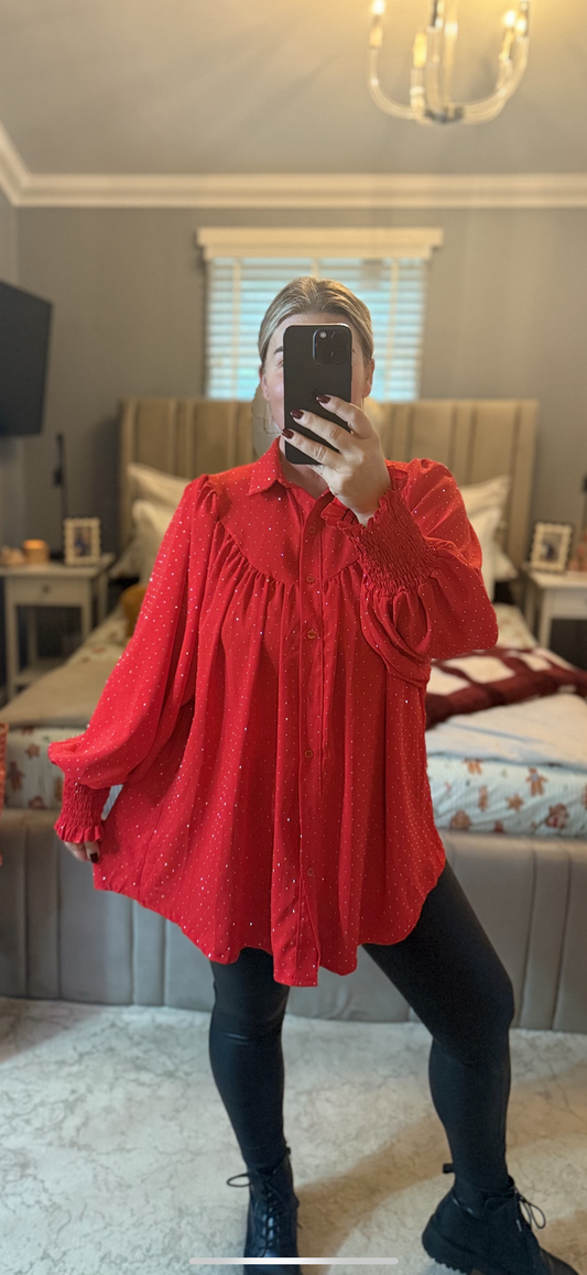 Diamante chiffon shirt five colours